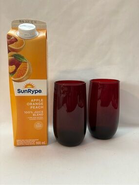 Set of 2- Anchor Hocking Royal Ruby, red tumblers
